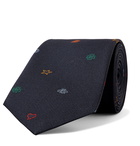 Gucci - 7.5cm Appliquéd Textured-Silk Tie - Blue