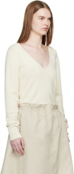 MM6 Maison Margiela Off-White V-Neck Wool Sweater