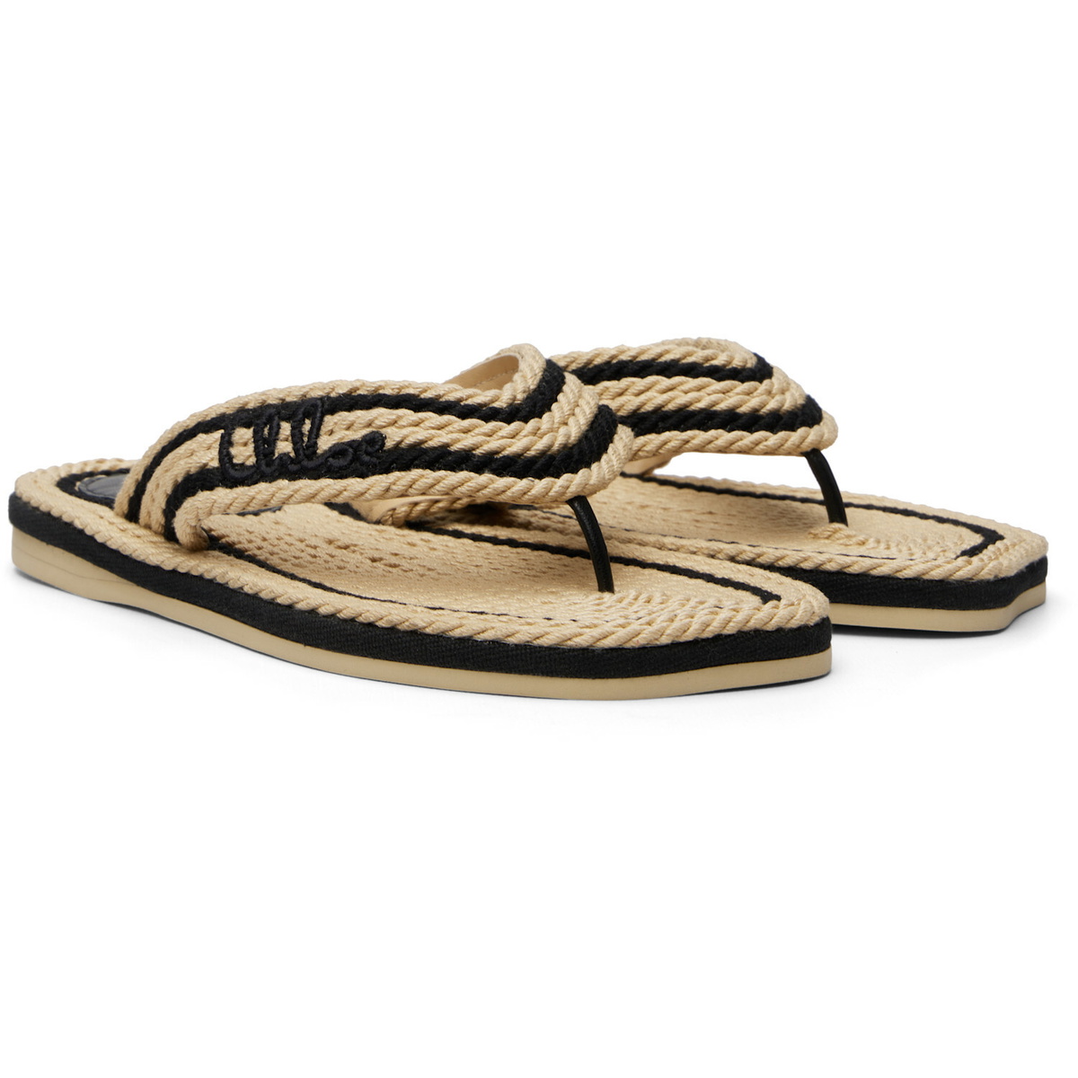 Chloé Beige & Black 'Chloé Sand' Slides