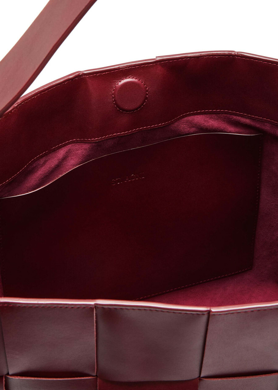 ST. Agni Woven Large Leather Tote - Plum - One Size