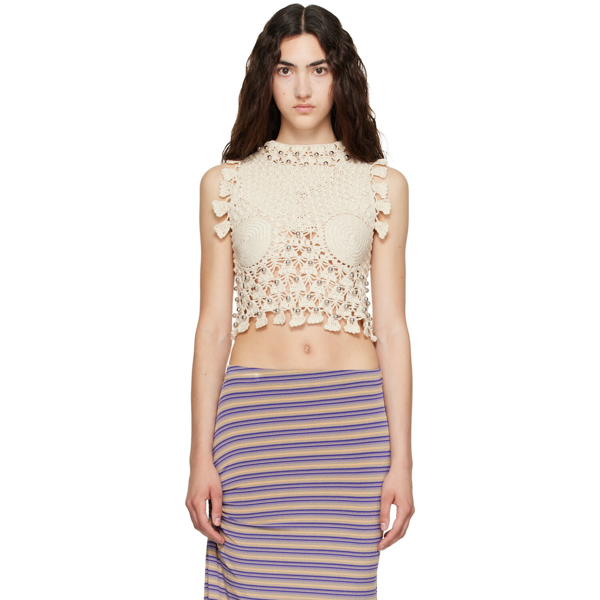 Rabanne Beige Handmade Sleeveless Top