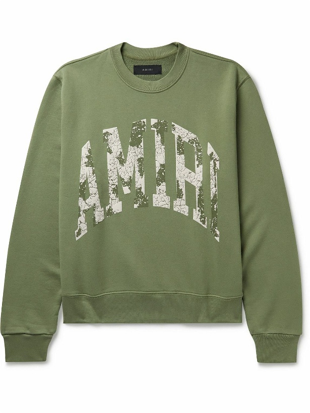 Photo: AMIRI - Logo-Print Cotton-Jersey Sweatshirt - Green