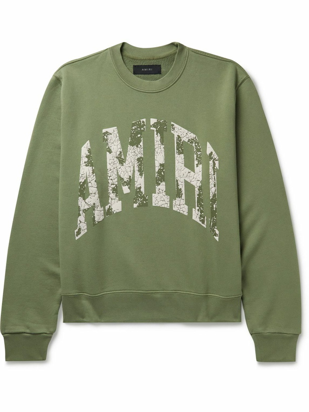 Photo: AMIRI - Logo-Print Cotton-Jersey Sweatshirt - Green