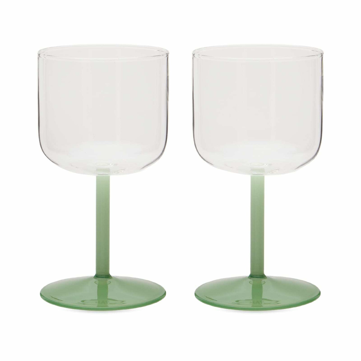 HAY Tint Wine Glass - Set of 2 in Clear/Jade Light/Dark Green 