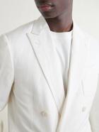 Canali - Double-Breasted Linen and Silk-Blend Suit Jacket - White