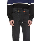 Miharayasuhiro Black Slided Jeans