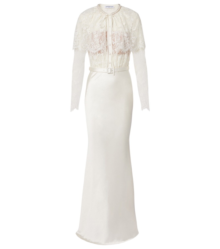 Photo: Self-Portrait Caped lace and satin maxi dress