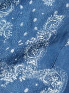 Desmond & Dempsey - Cuban Camp-Collar Bandana-Print Linen Pyjamas - Blue
