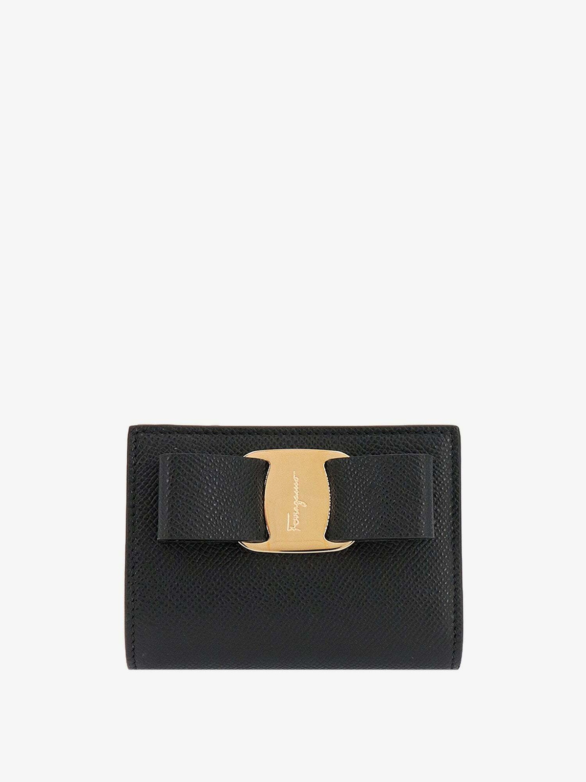 折りたたみ財布 Salvatore Ferragamo Wallets Women Leather Black Salvatore Ferragamo Black Leather Vara Bow Continental