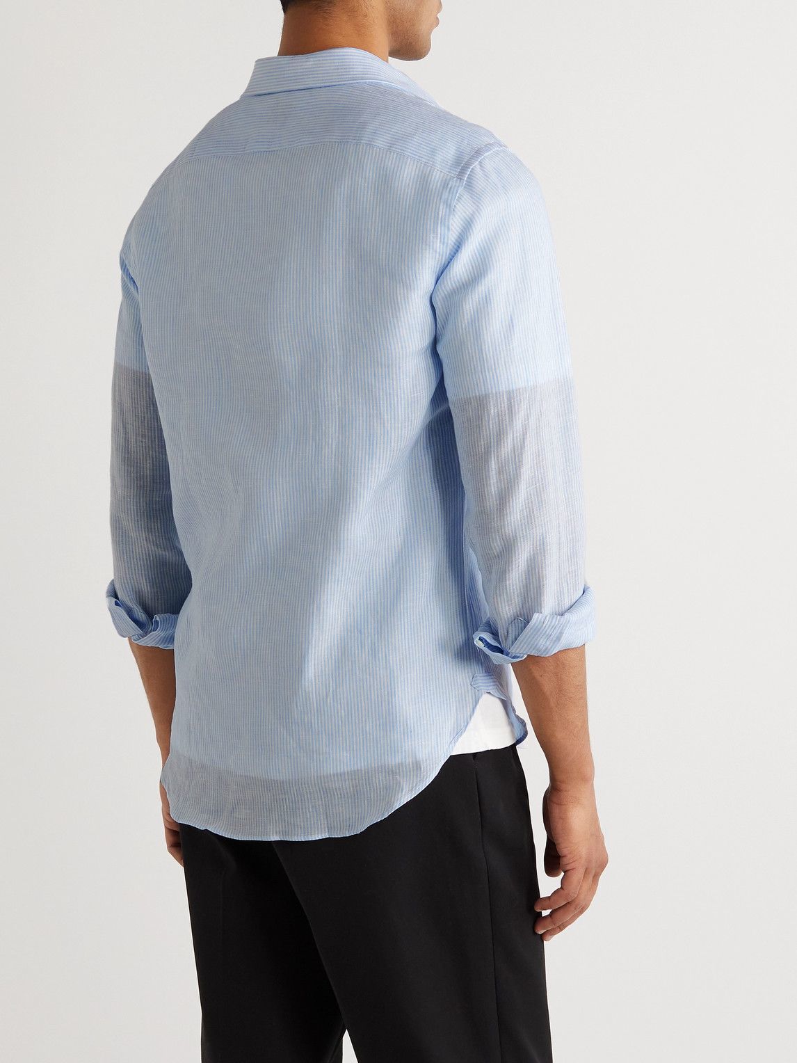 MP Massimo Piombo - Striped Linen Shirt - Blue