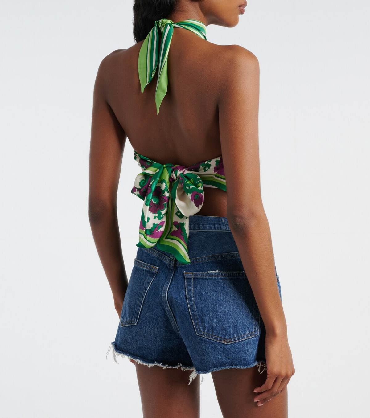 Poupette St Barth Guilia printed halterneck satin top