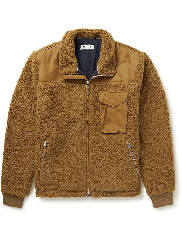 Photo: Alex Mill - Twill-Trimmed Recycled Sherpa Jacket - Brown