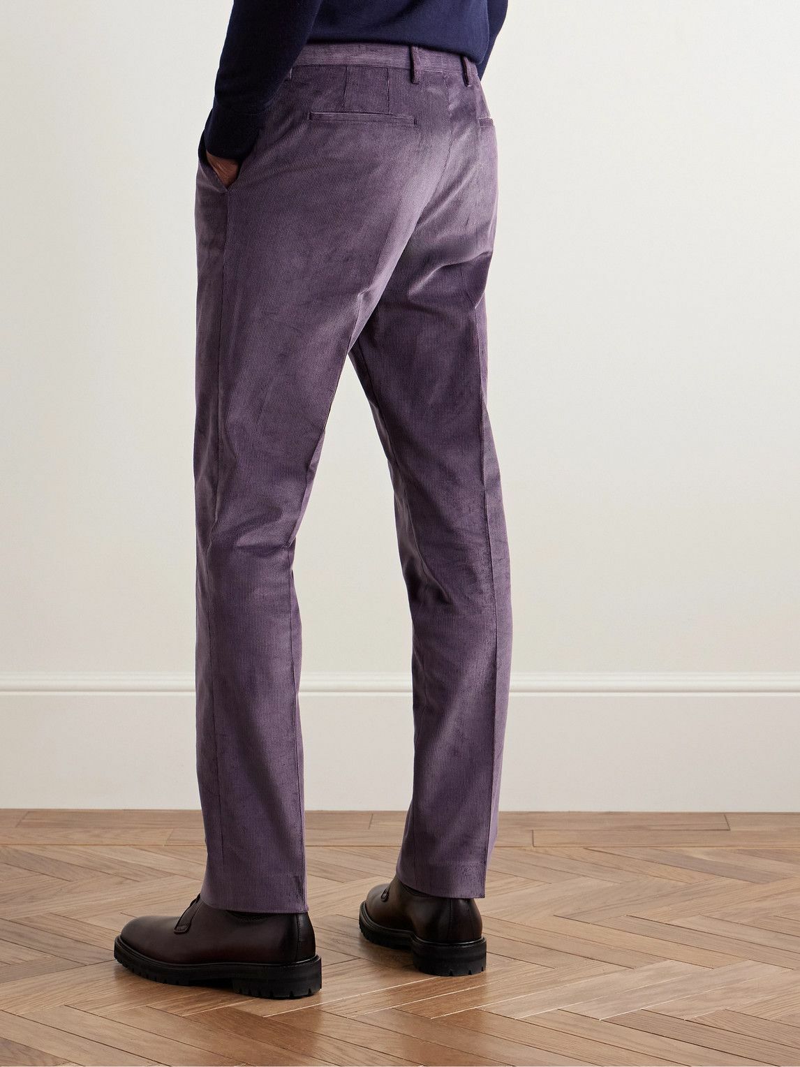 Paul Smith - Slim-Fit Stretch-Cotton Corduroy Suit Trousers - Purple