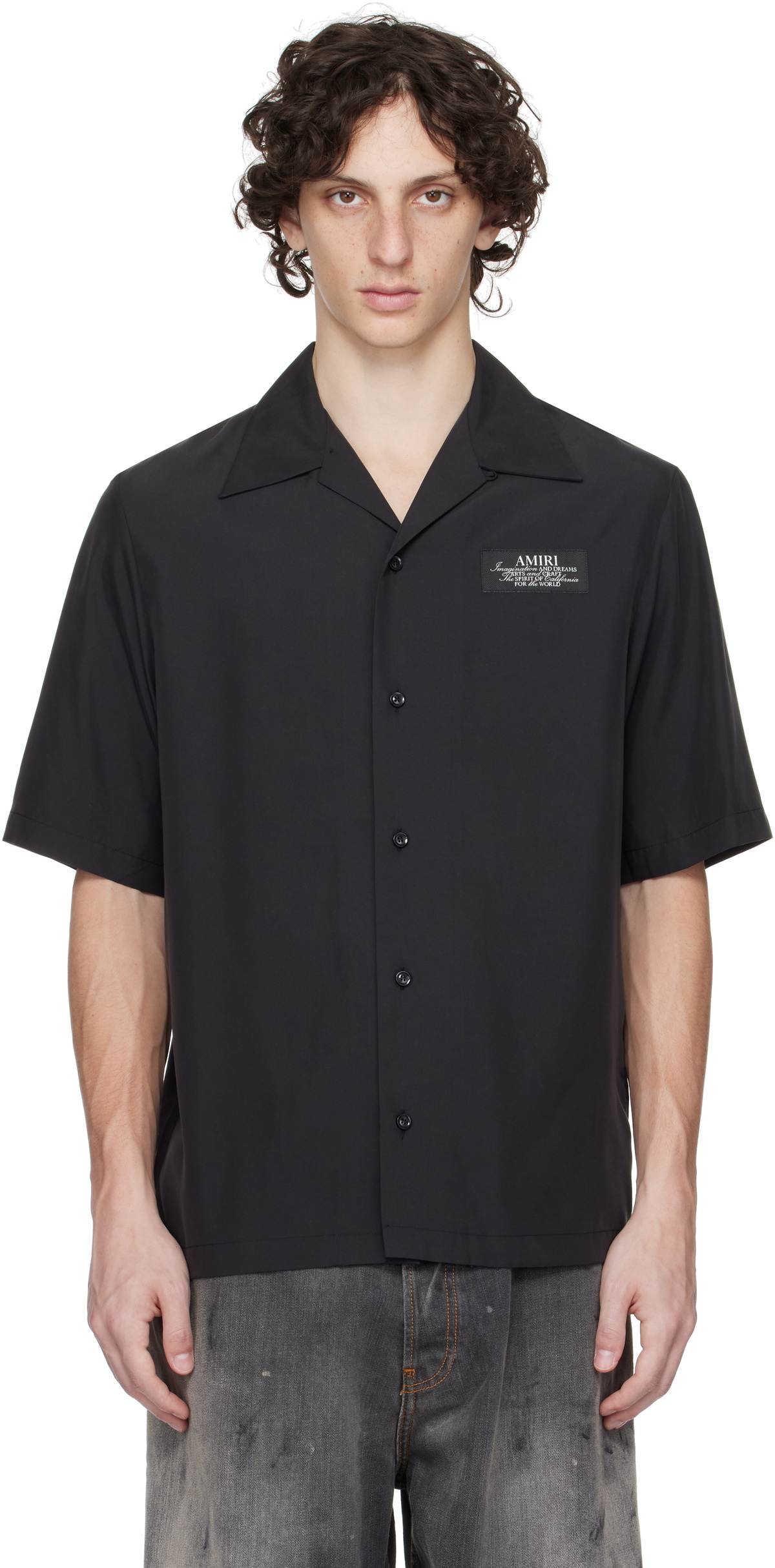 AMIRI Black 'Amiri Spirit' Bowling Shirt Amiri