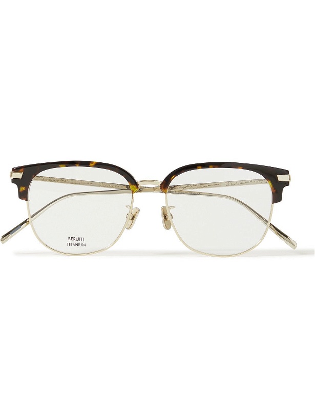 Photo: Berluti - Square-Frame Gold-Tone and Tortoiseshell Acetate Optical Glasses