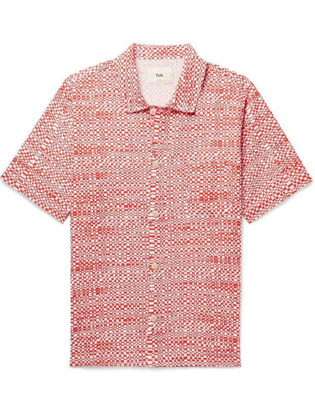 Photo: Folk - Seoul Printed Linen and Cotton-Blend Shirt - Red