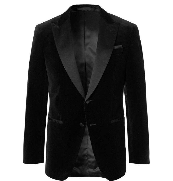 Photo: Hugo Boss - Black Slim-Fit Satin-Trimmed Cotton-Velvet Tuxedo Jacket - Black