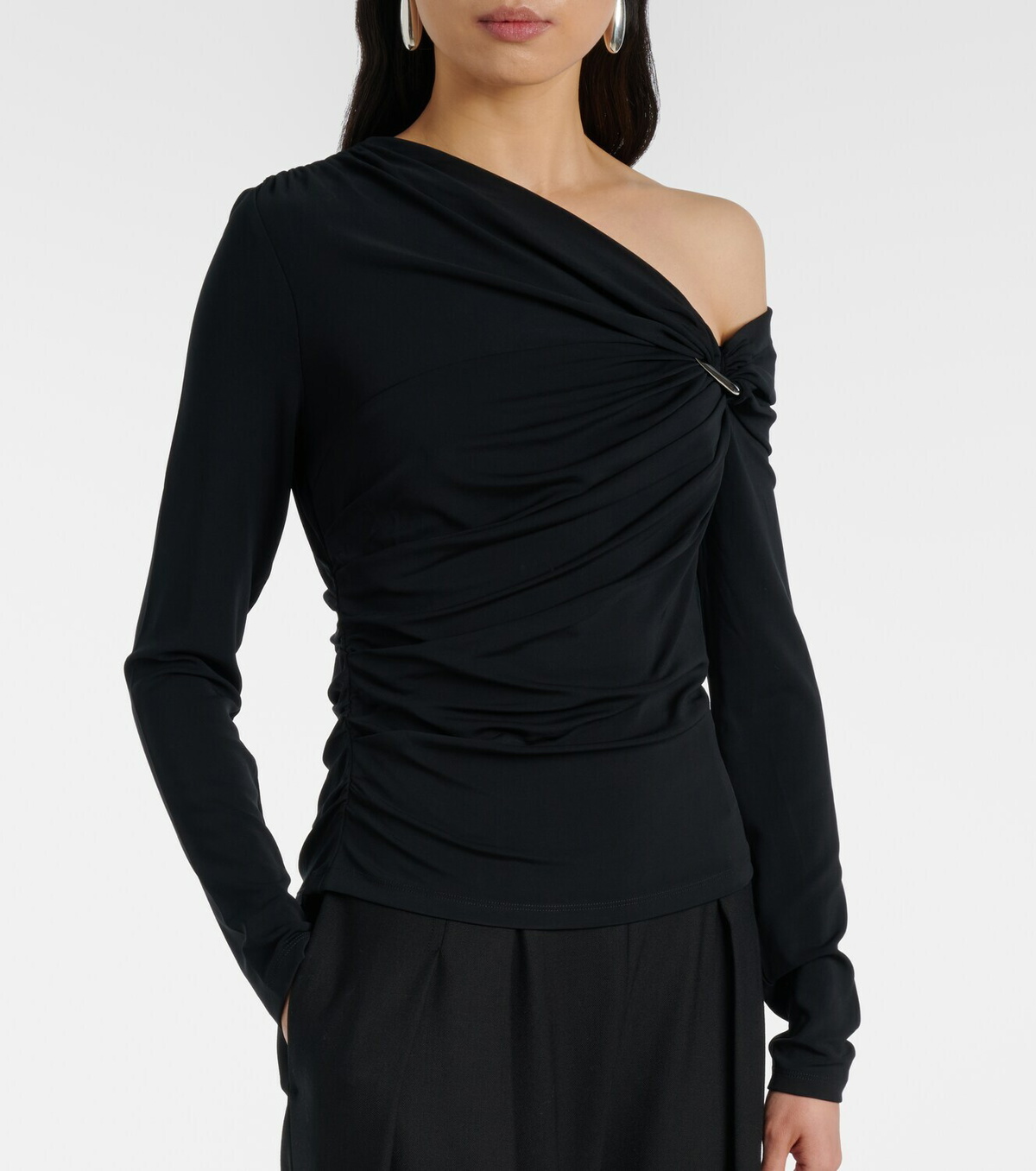 Veronica Beard Lozea asymmetric ruched jersey top