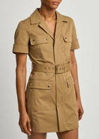Frame The Safari Belted Stretch-cotton Mini Dress Khaki