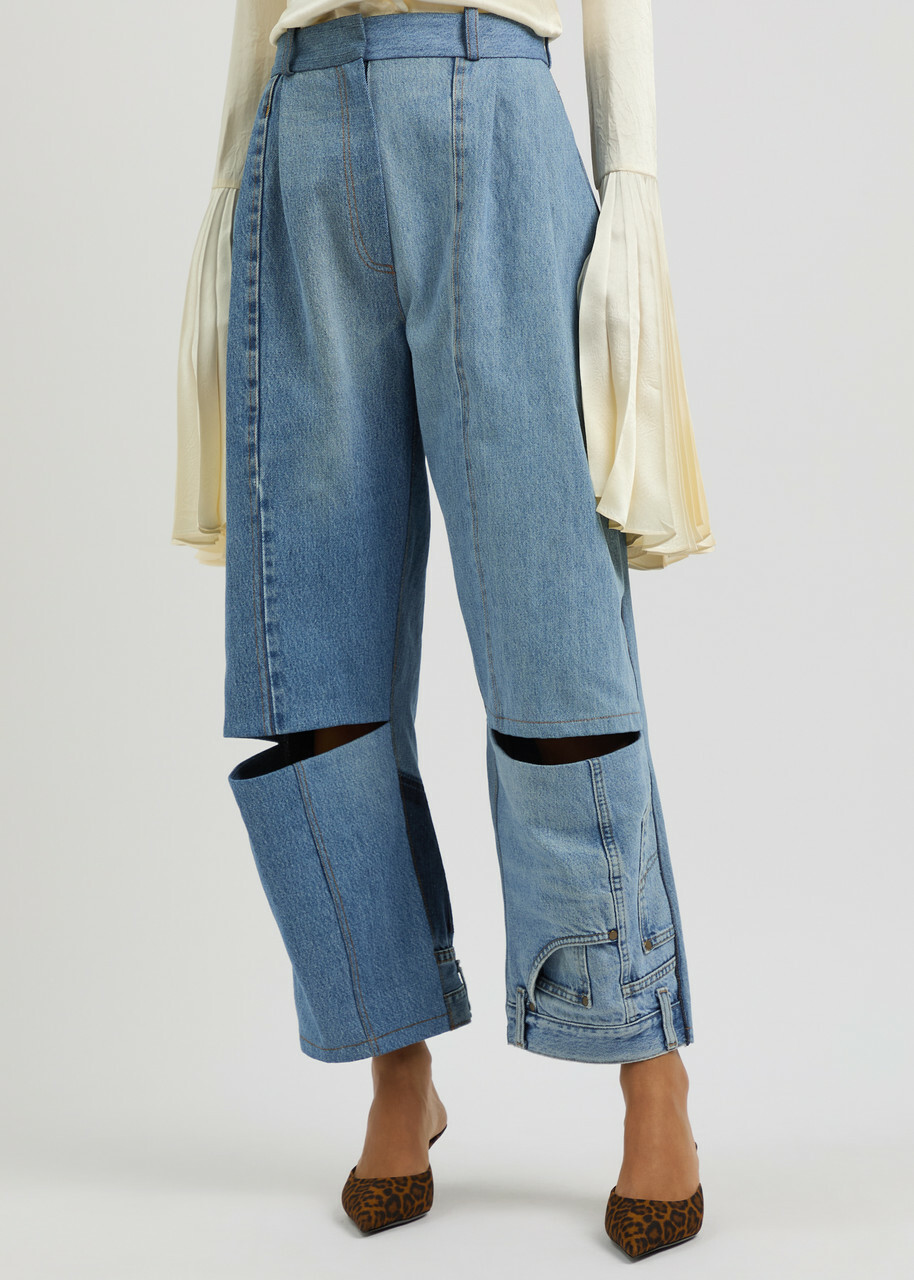 A.W.A.K.E Mode Cut-out Straight-leg Jeans Blue