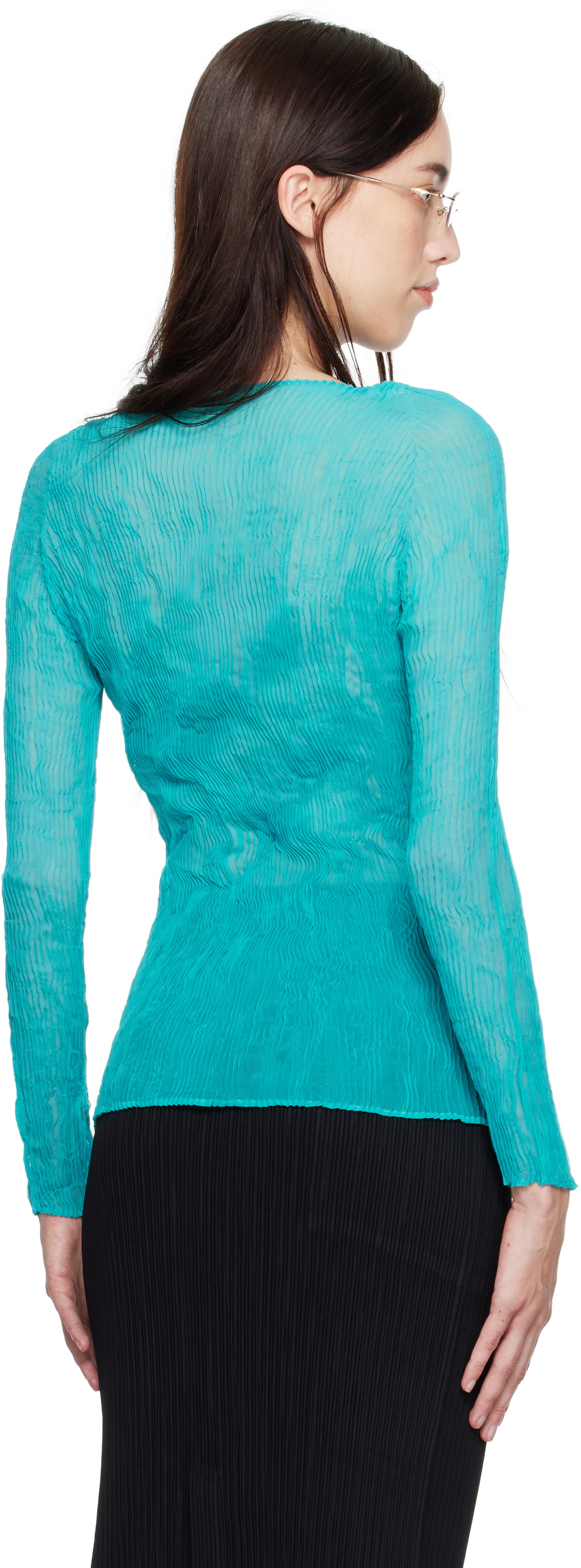 ISSEY MIYAKE Blue Chiffon Twist 2 T-shirt