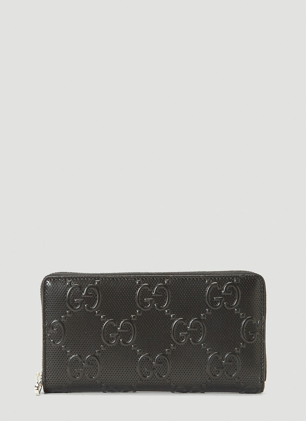 Gucci Web Guccissima Leather Zip Around Wallet Black