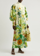 Alemais Constance Floral-print Linen Maxi Shirt Dress Multicoloured