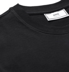 AMI - Logo-Appliquéd Cotton-Jersey T-Shirt - Black