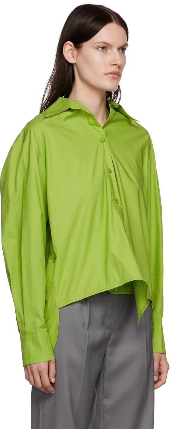 LOW CLASSIC Green Side Button Shirt Low Classic