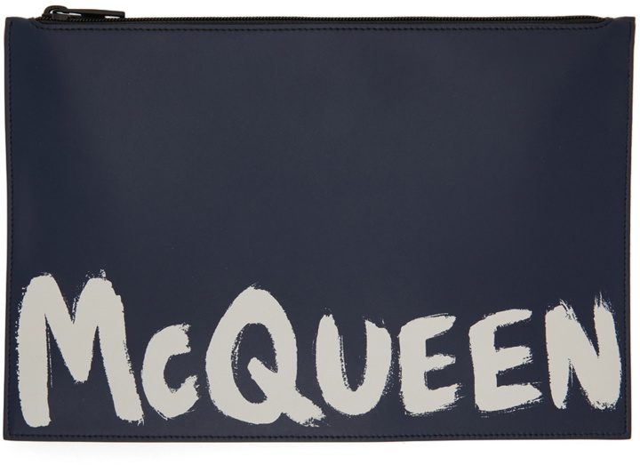 Photo: Alexander McQueen Navy Graffiti Logo Pouch