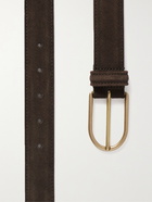 ANDERSON'S - 3cm Nubuck-Trimmed Leather Belt - Brown