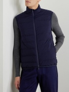 Zegna - Convertible Leather-Trimmed Oasi Cashmere Hooded Ski Jacket and Quilted Down Gilet - Blue
