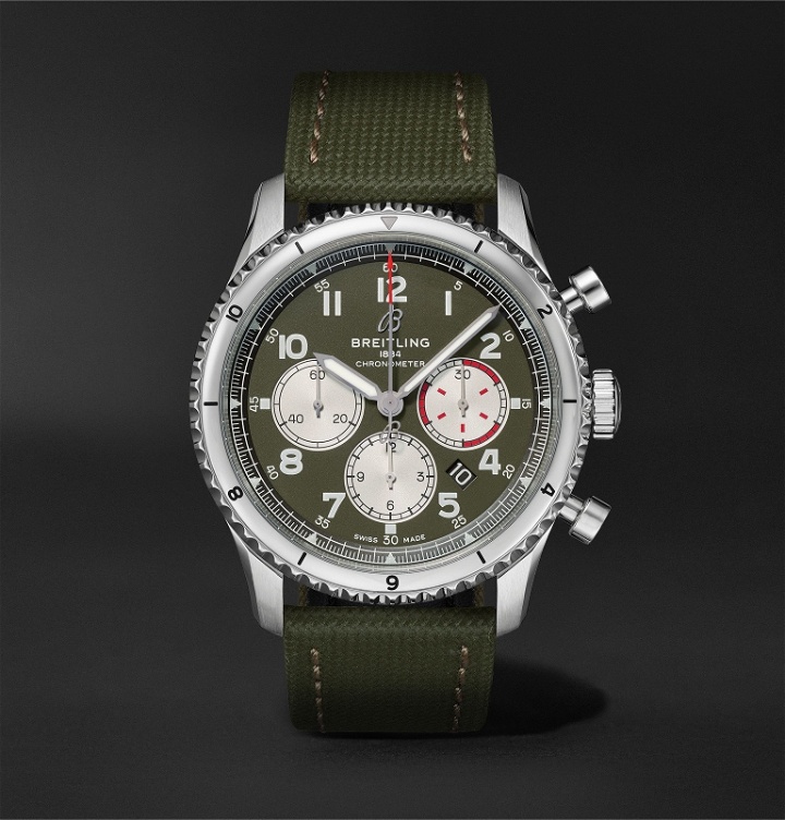 Photo: Breitling - Aviator 8 B01 43 Curtiss Warhawk Automatic Chronograph 43mm Stainless Steel and Canvas Watch, Ref. No. AB01192A1L1X2 - Green