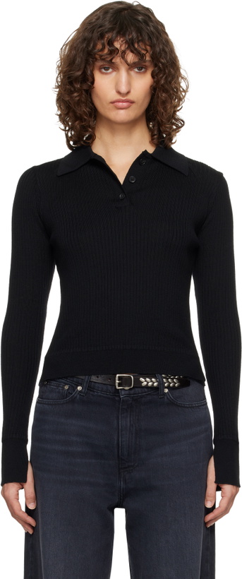 Photo: mfpen Black Partial Placket Polo