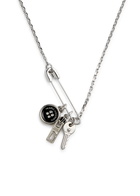 Marc Jacobs Button Charm Silver-plated Necklace - Black And Silver - One Size