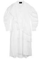 Simone Rocha Ruffled Cotton Midi Shirt Dress White