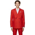 Alexander McQueen Red Panama Brooch Blazer