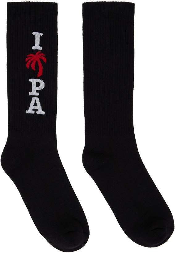 Photo: Palm Angels Black 'I Love PA' Socks