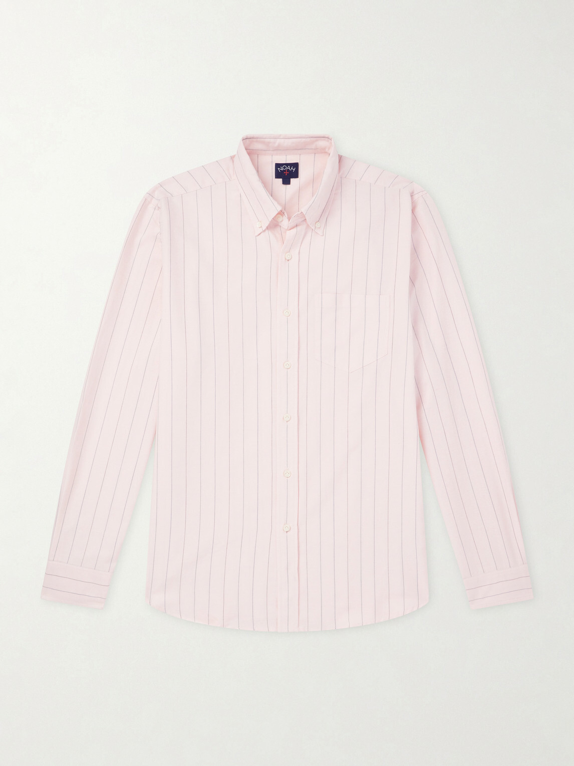 Noah - Button-Down Collar Striped Cotton Oxford Shirt - Pink
