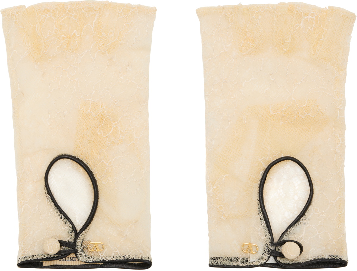 Valentino Garavani Off-White VLogo Signature Biker Gloves