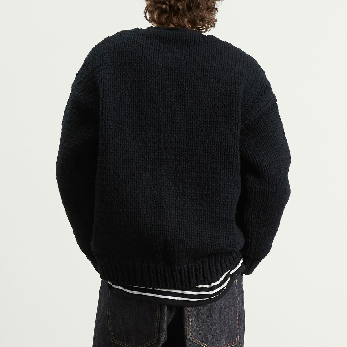 Visvim Men's Amplus Boatneck Hand Knit in Black Visvim