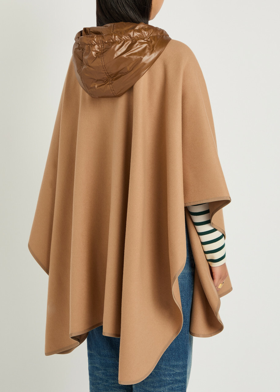 Moncler Hooded Belted Wool-blend Cape Coat - Beige - One Size