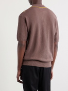 Beams Plus - Jacquard-Knit Ramie and Cotton-Blend Polo Shirt - Brown