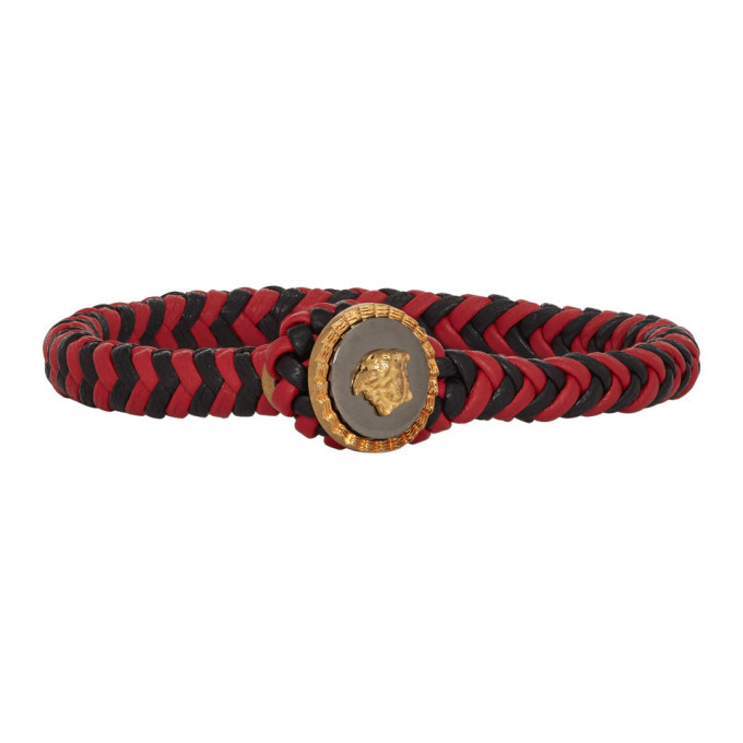 Photo: Versace Black and Red Medusa Braided Bracelet