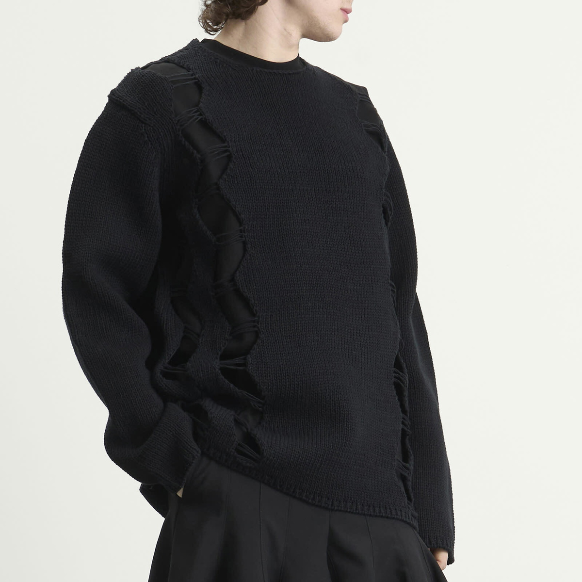 Comme des Garçons Homme Plus Men's Lily-Yarn Long Sleeve Jersey in Black