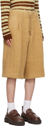 Dries Van Noten Beige Pleated Shorts