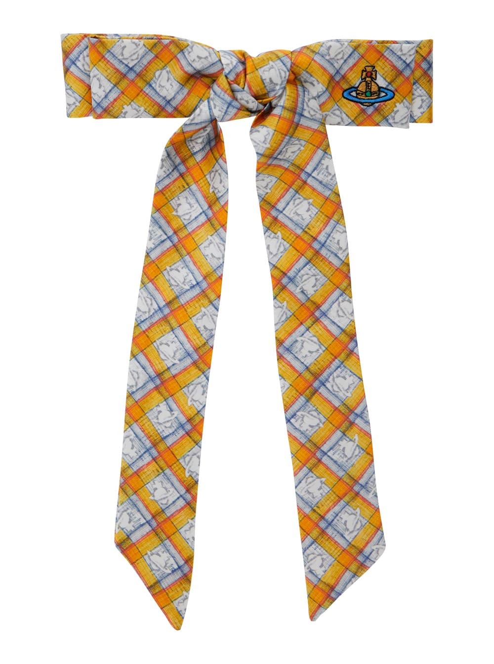 ★Vivienne Westwood★ 25SS ORB Tartan Print Scrunchie 810200 Vivienne Westwood Tartan Orb-embroidered Silk Scrunchie