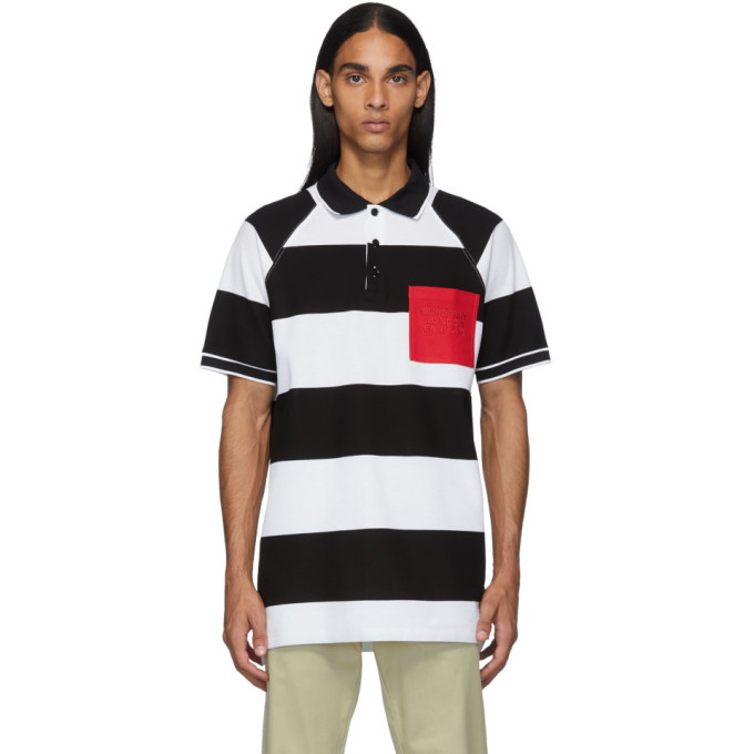 Photo: Burberry Black and White Oversized Rugby Stripe Polo