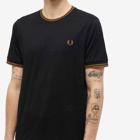 Fred Perry Authentic Men's Twin Tipped T-Shirt in Black/Shaded Stone