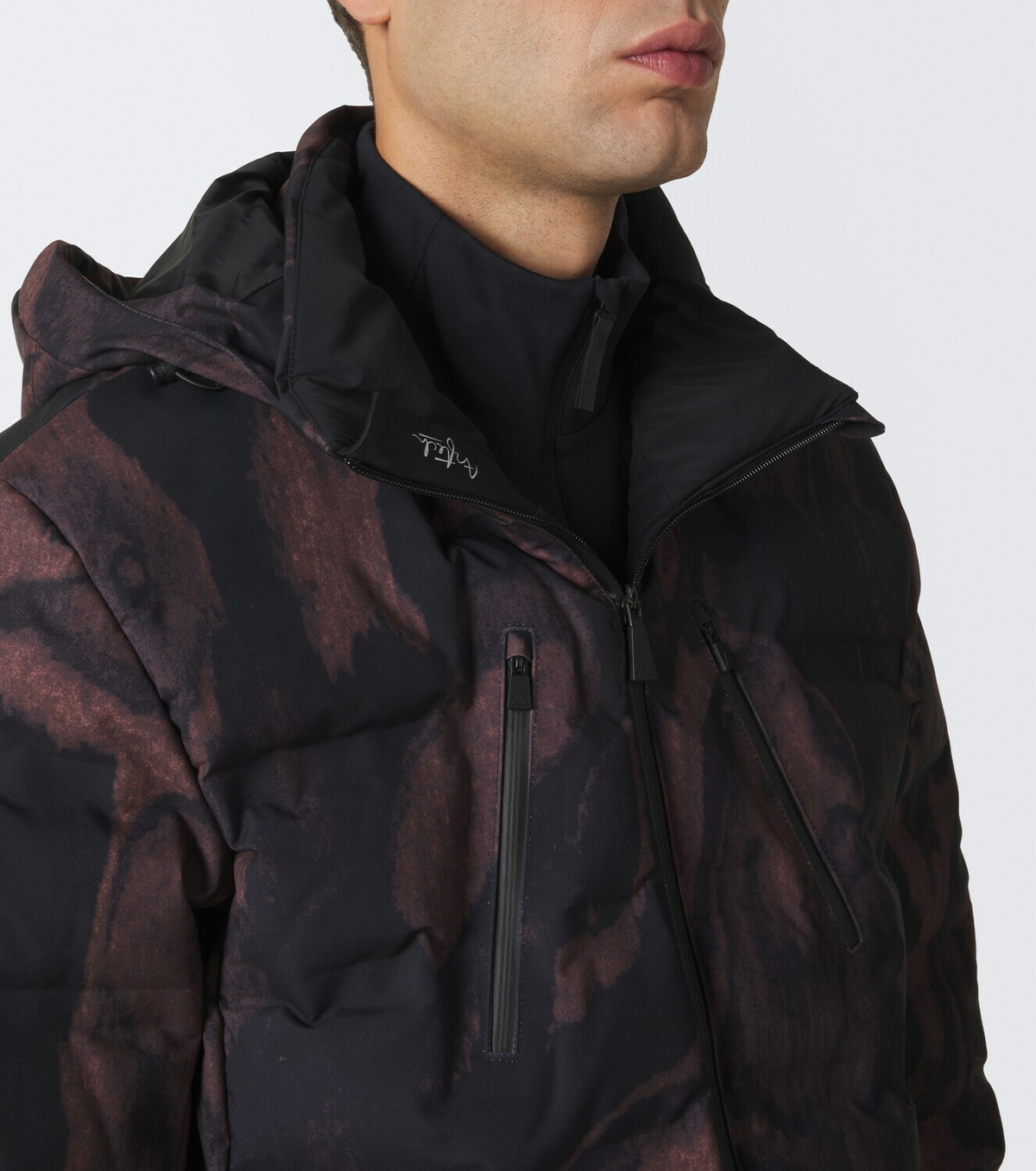 Aztech Mountain Nuke printed hooded down ski jacket